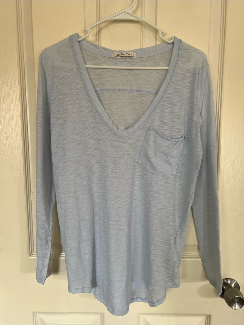 We The Free Free People Blue Slub Pocket Long Sleeve Tee XS